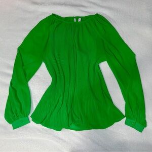 glam kelly green long sleeve blouse w/ button back detail Size S